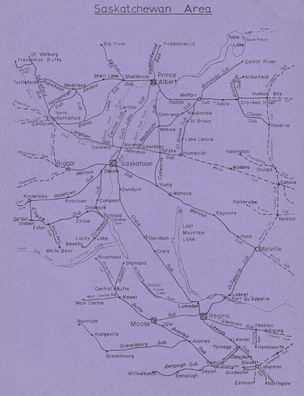 Canadian National Saskatchewan Area map 1971