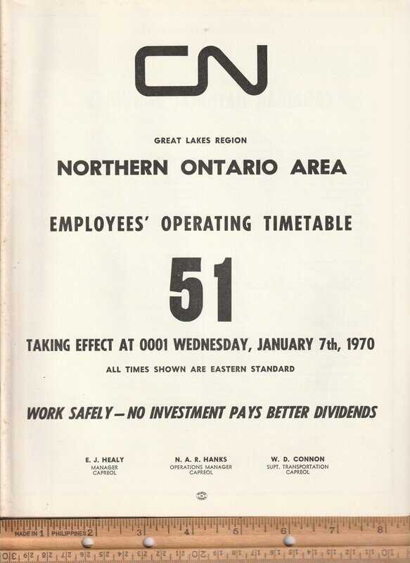 Canadian National Northern  Ontario Area 1970