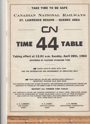 Canadian National Quebec Area 1963