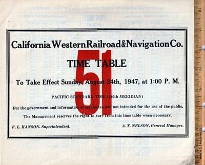 California Western Railroad & Navigation Company 1947