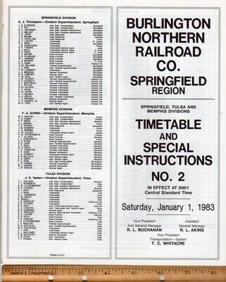 Burlington Northern Springfield Region 1983