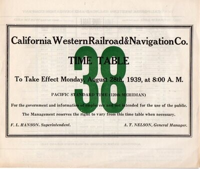 California Western Railroad & Navigation Co. 1939