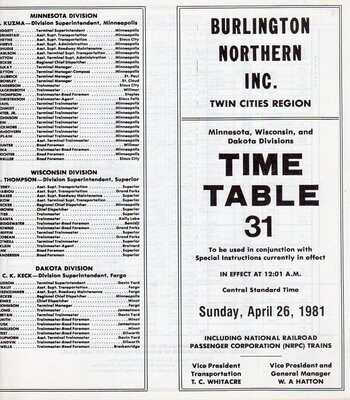 Burlington Northern Twin Cities Region 1981