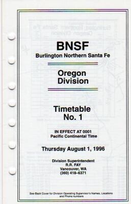 Burlington Northern Santa Fe Oregon Division 1996