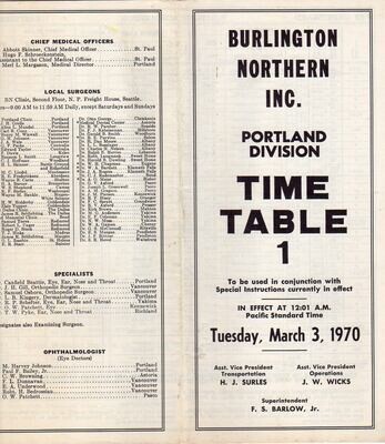 Burlington Northern Portland Division 1970