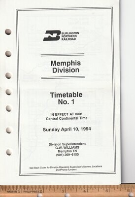 Burlington Northern Memphis Division 1994