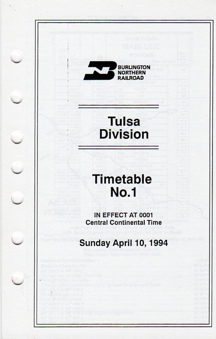Burlington Northern Tulsa Division 1994