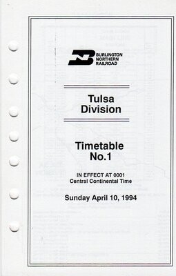 Burlington Northern Tulsa Division 1994