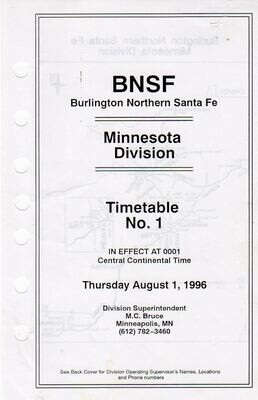Burlington Northern Santa Fe Minnesota Division 1996