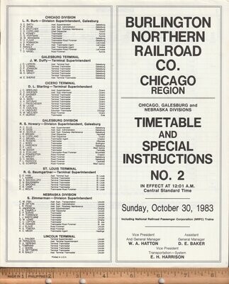 Burlington Northern Chicago Region 1983