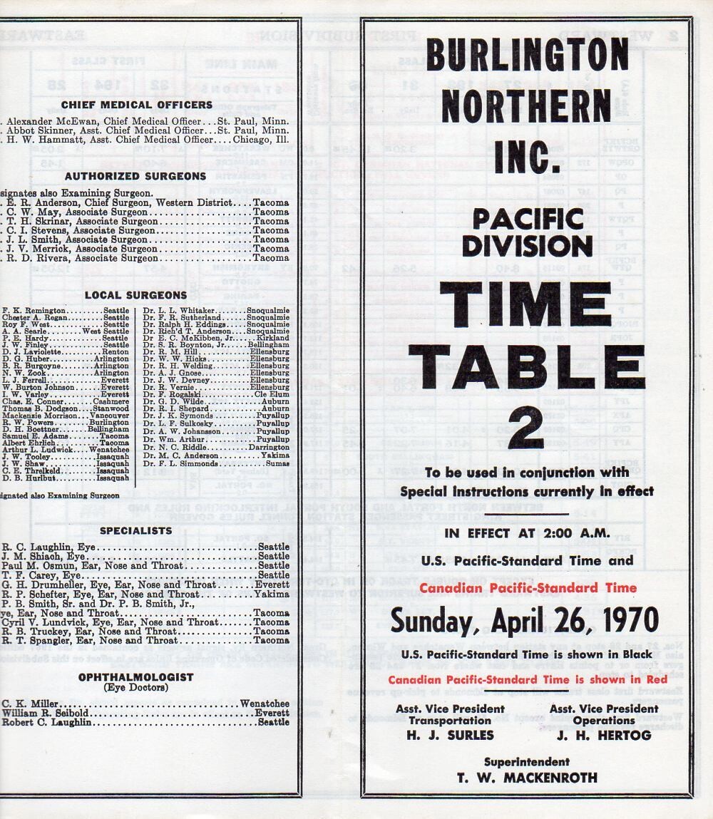 Burlington Northern Pacific Division 1970