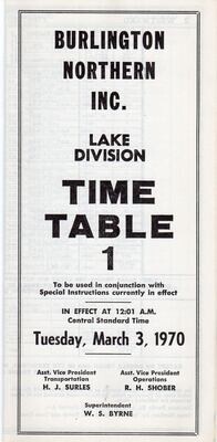 Burlington Northern Lake Division 1970