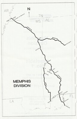 Burlington Northern Memphis Division Map 1994