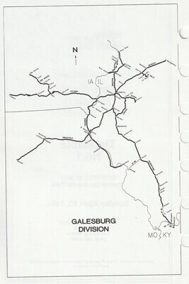 Burlington Northern Galesburg Division Map 1994