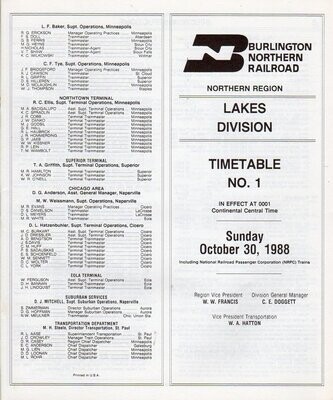 Burlington Northern Lakes Division 1988