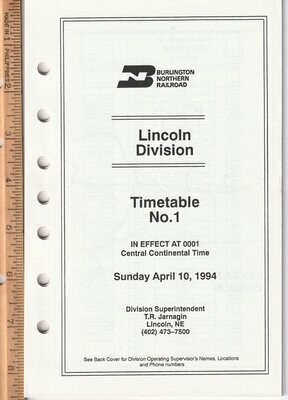 Burlington Northern Lincoln Division 1994