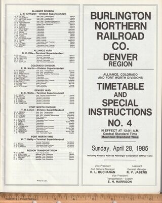 Burlington Northern Denver Region 1985