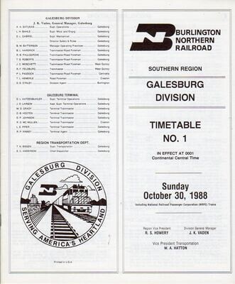 Burlington Northern Galesburg Division 1988