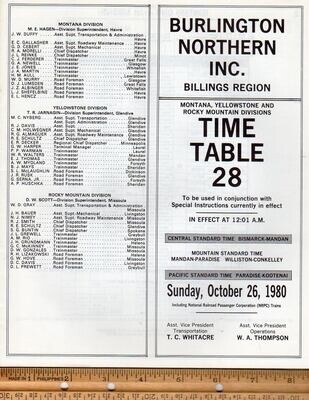 Burlington Northern Billings Region 1980