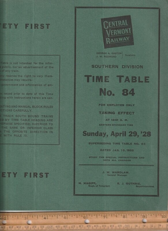 Central Vermont Southern Division 1928