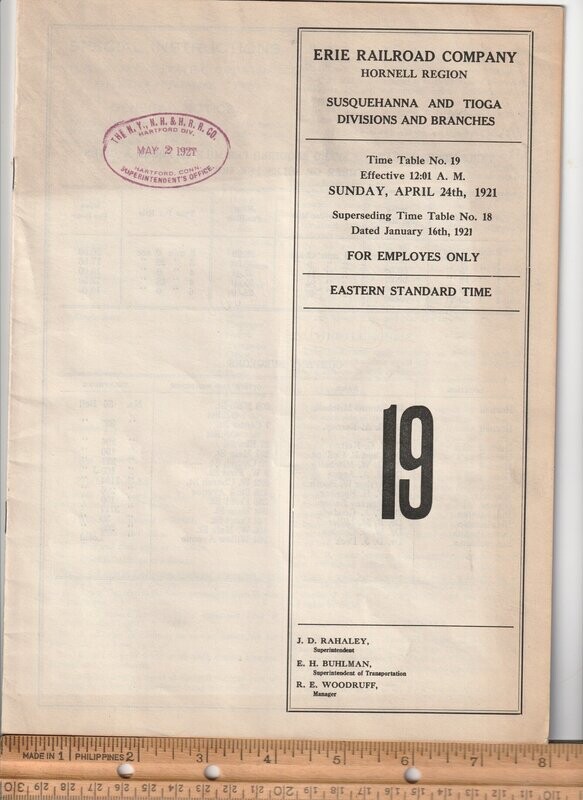 Erie Railroad Susquehanna & Tioga Divisions 1921