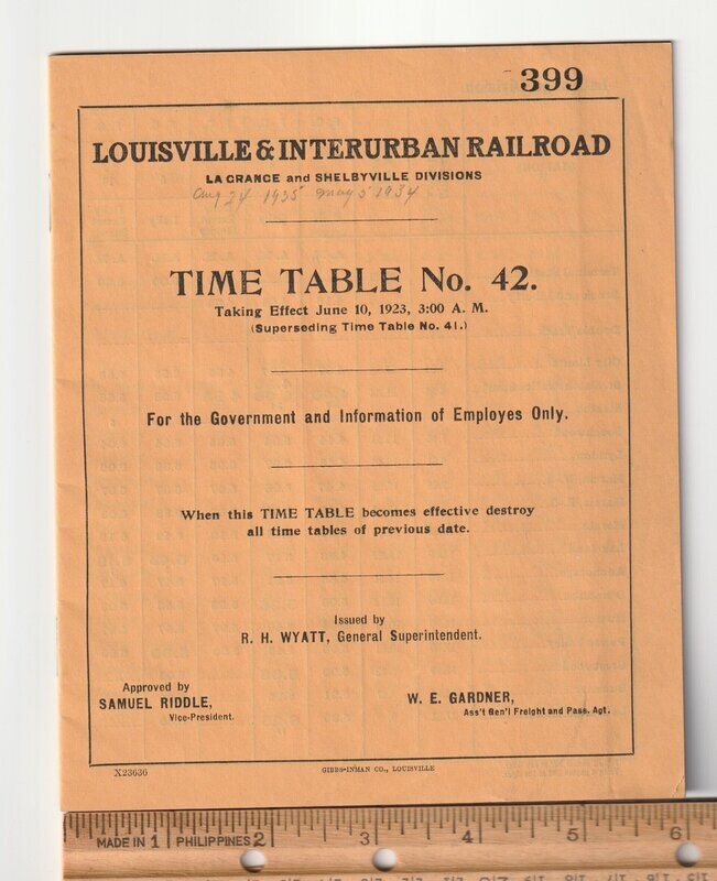 Louisville and Interurban Railroad 1923