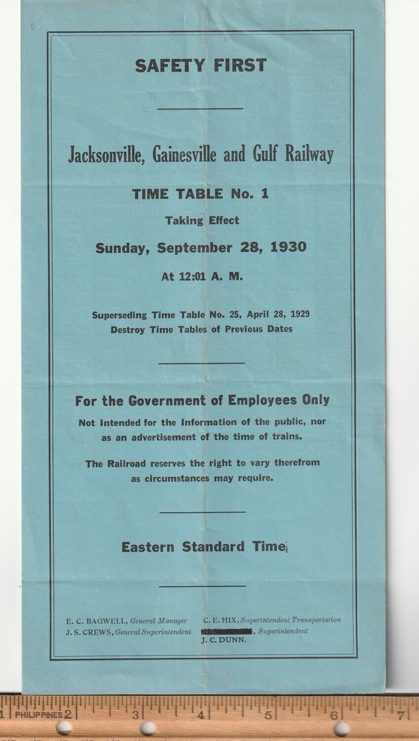 Jacksonville, Gainesville & Gulf Railway 1930