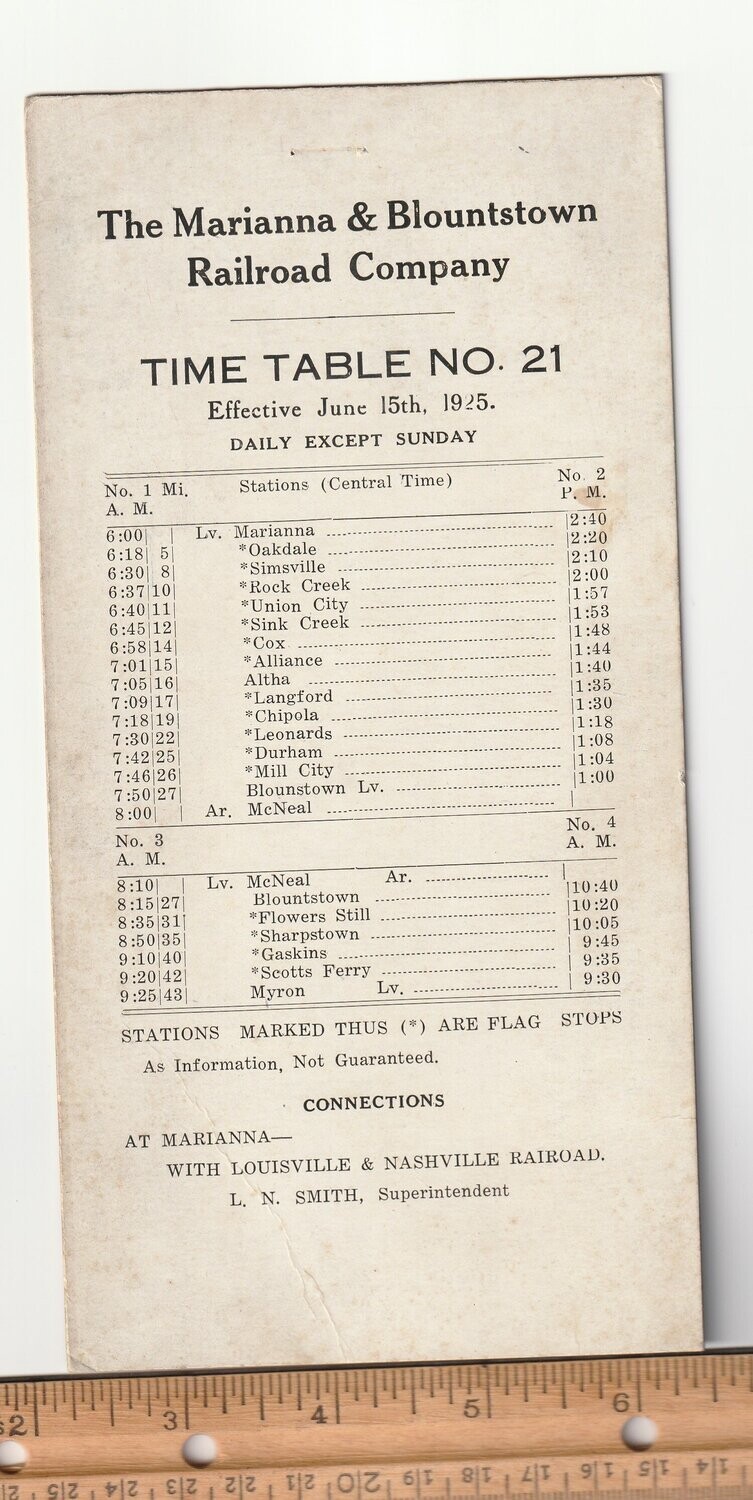 Marianna & Blountstown Railroad 1925