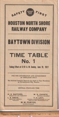Houston North Shore Baytown Division 1927