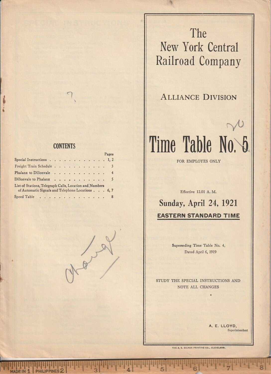 New York Central Alliance Division 1921