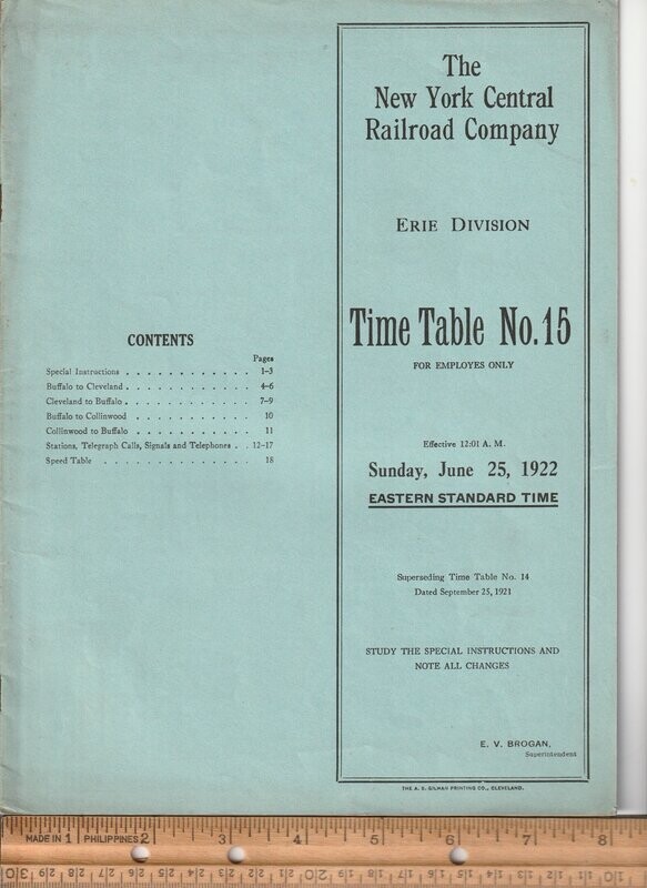 New York Central Erie Division 1922