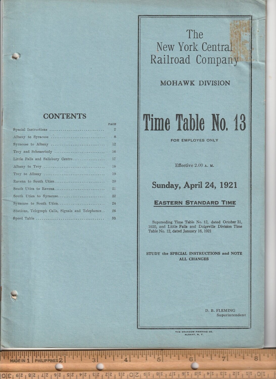 New York Central Mohawk Division 1921