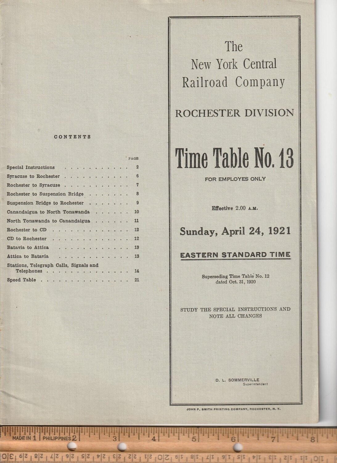 New York Central Rochester Division 1921