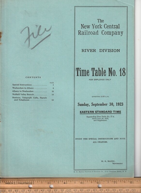 New York Central River Division 1923