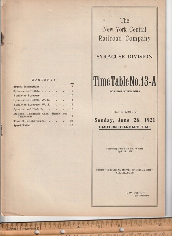 New York Central Syracuse Division 1921