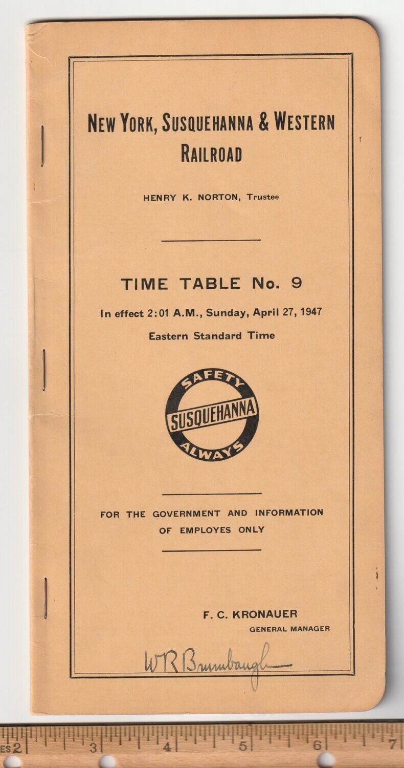 New York Susquehanna & Western Railroad 1947