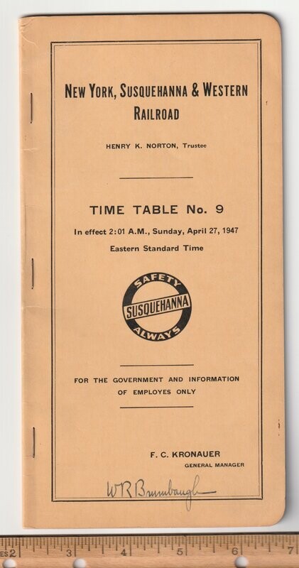 New York Susquehanna & Western Railroad 1947
