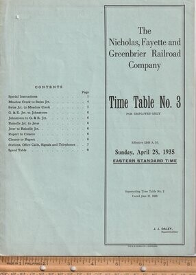 NIcholas Fayette and Greenbrier Railroad 1935