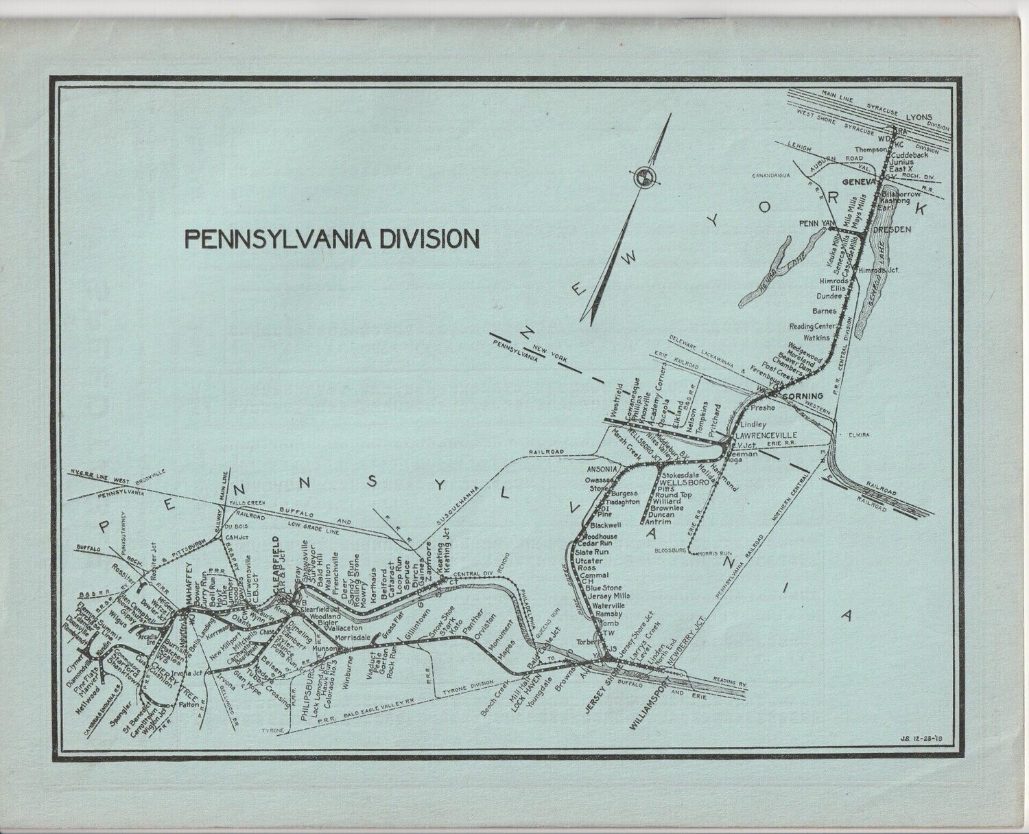 New York Central Pennsylvania Division Map 1934
