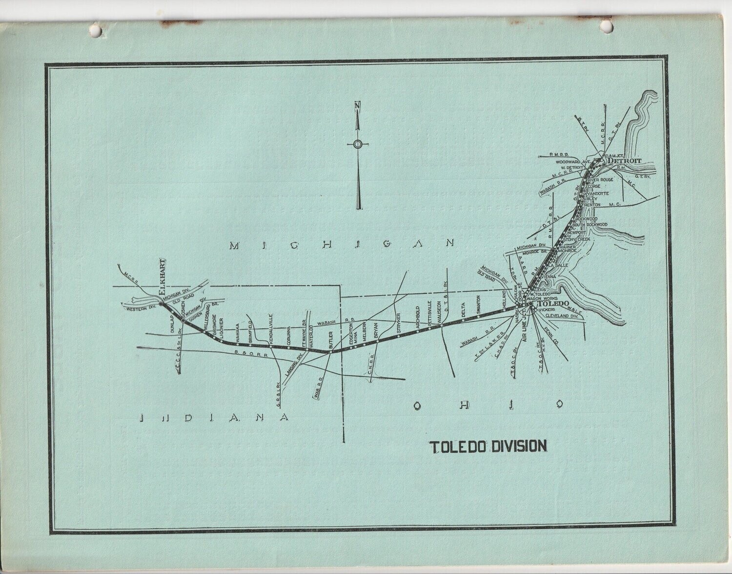 New York Central Toledo Division Map 1923