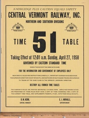 Central Vermont Railway 1958