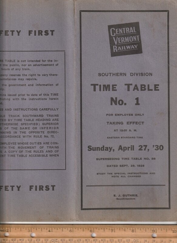 Central Vermont Southern Division 1930