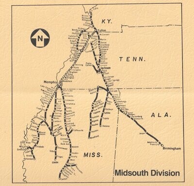 Illinois Central Gulf Midsouth Division map 1983