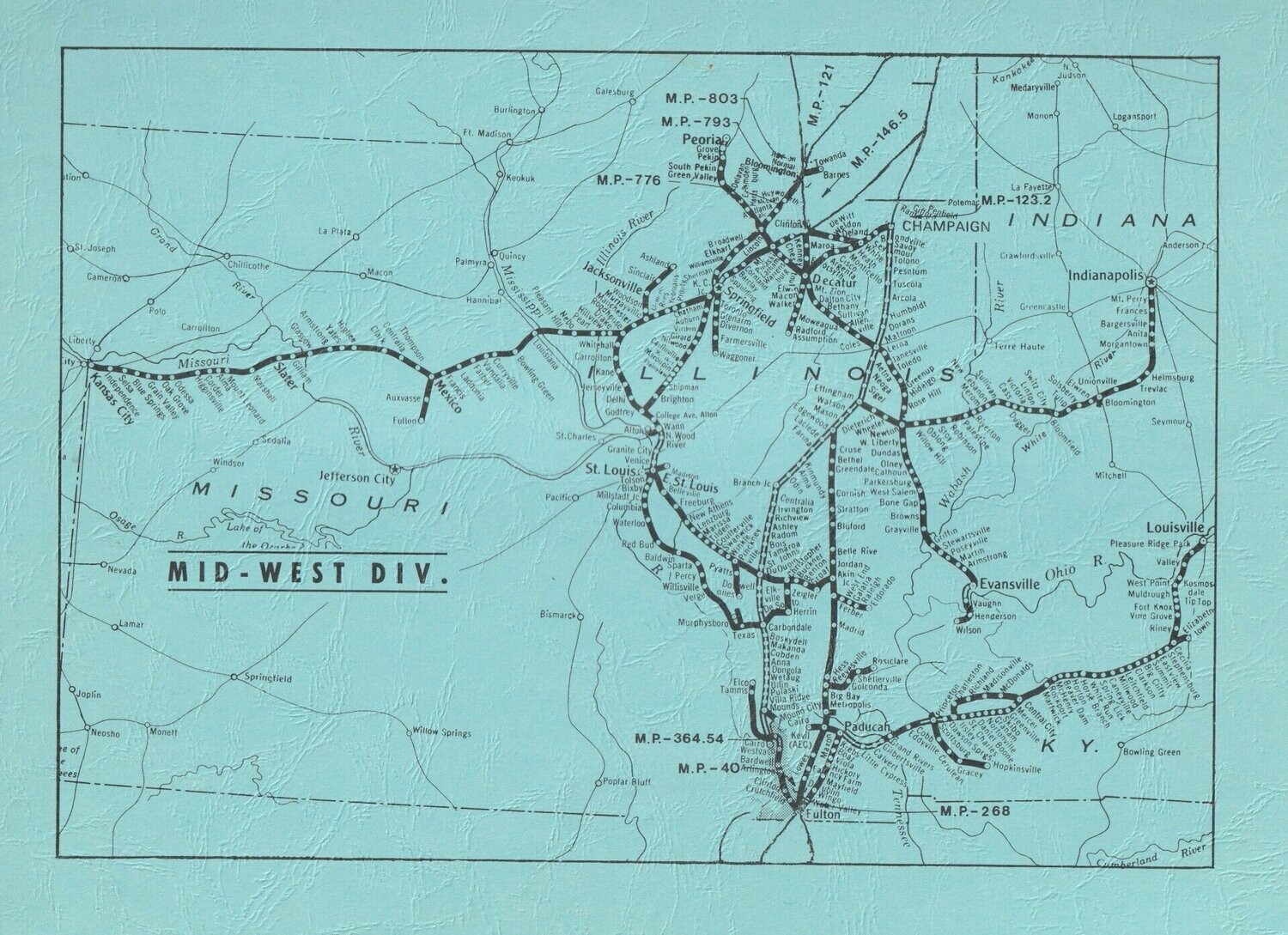 Illinois Central Gulf Midwest Division map 1982