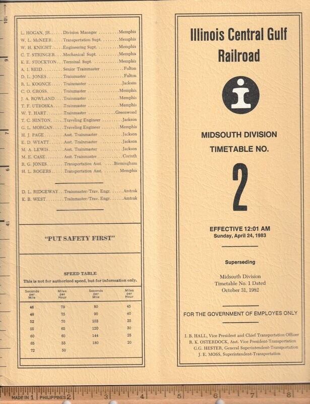 Illinois Central Gulf Midsouth Division 1983