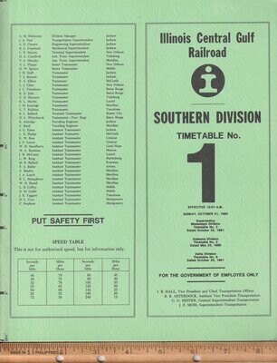 Illinois Central Gulf Southern Division 1982