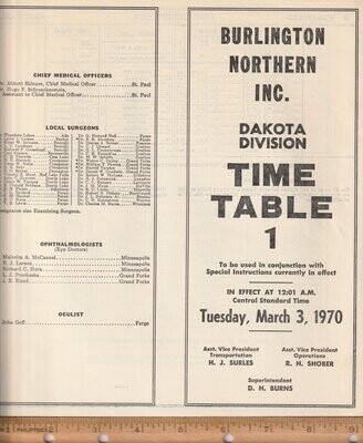 Burlington Northern Dakota Division 1970