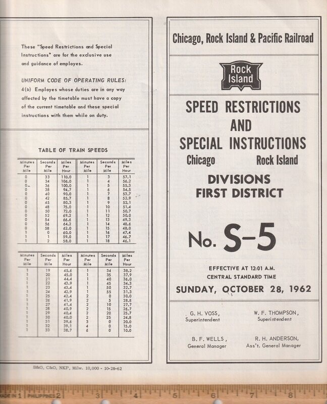 Rock Island Chicago and Rock Island Divisions 1962