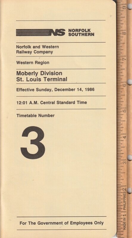 Norfolk Southern Moberly Division 1986
