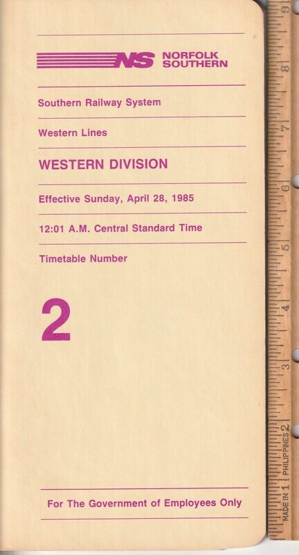 Norfolk Southern Western Division 1985